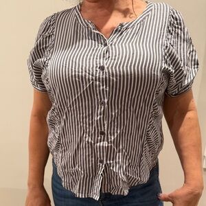 Striped Button-Up Women's Top